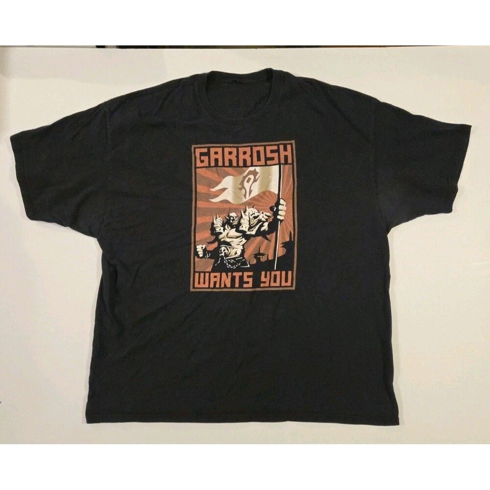 World of Warcraft Garrosh Wants You Hellscream Shirt Blizzard Horde Black 2XL